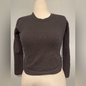 Naif Black Knit Sweater 100% Wool Cropped Crewneck Minimalist Chic Small